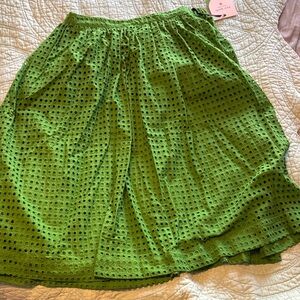 Kate Spade NWT Green Eyelet Midi Skirt